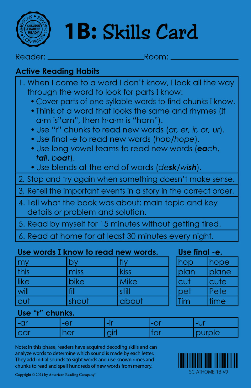 American Reading Company Level Chart